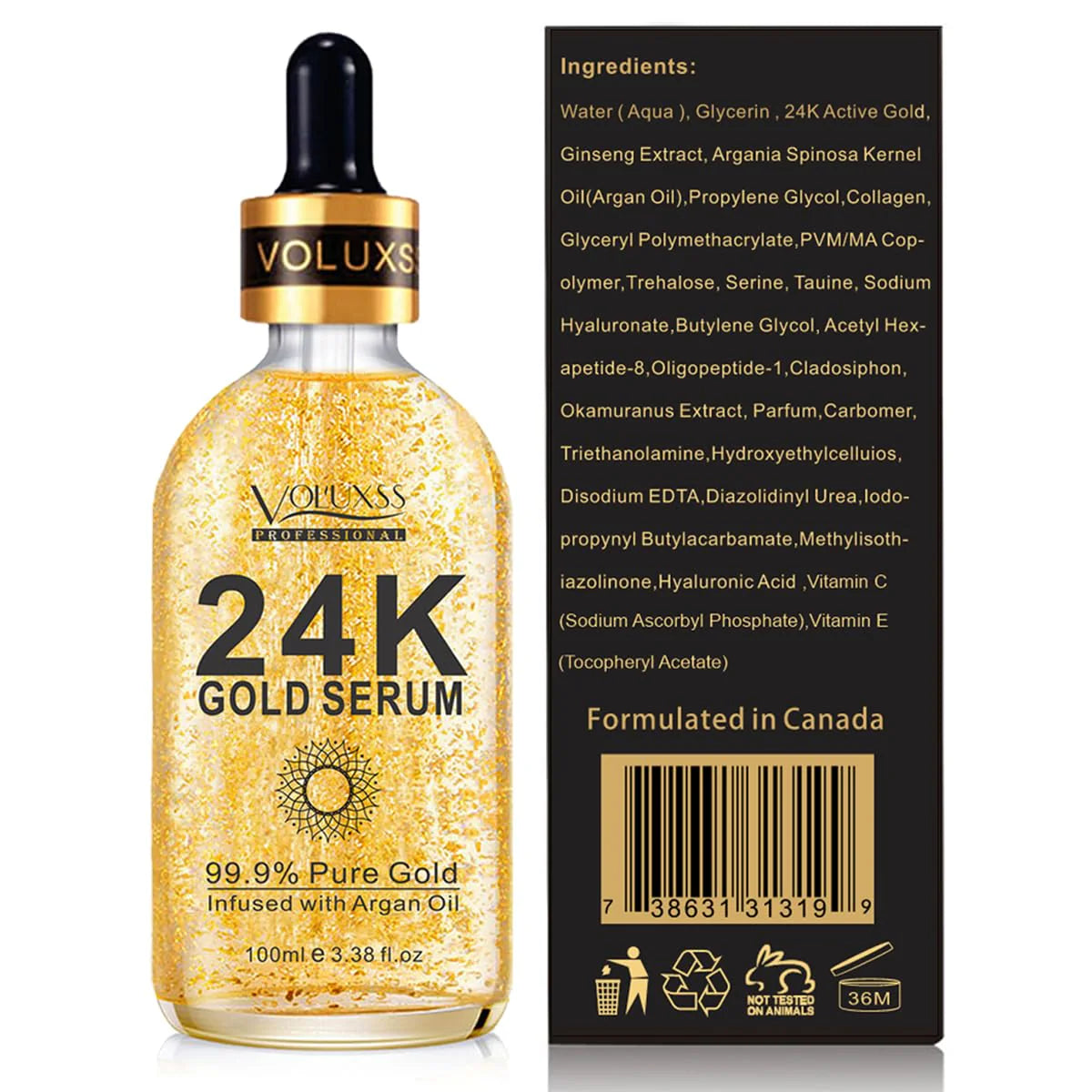24K Gold Face Serum with Vitamin C, Hyaluronic Acid & Argan Oil for Brightening, Anti-Aging, Dark Spots & Fine Lines