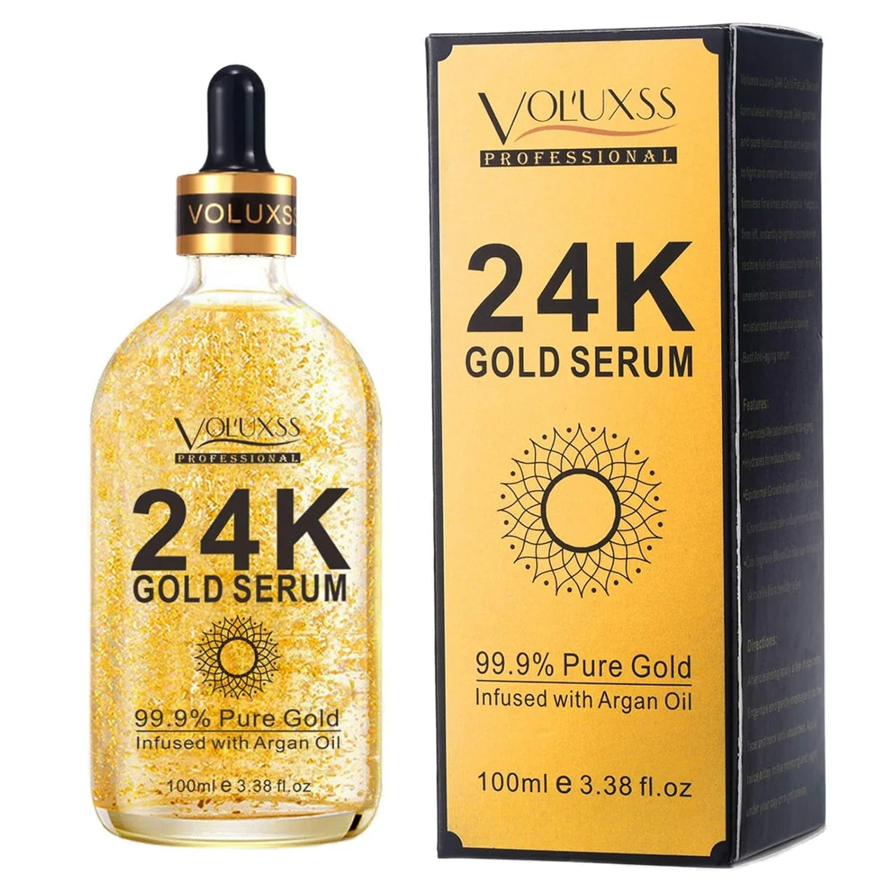 24K Gold Face Serum with Vitamin C, Hyaluronic Acid & Argan Oil for Brightening, Anti-Aging, Dark Spots & Fine Lines